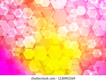 Light Pink, Yellow vector blurry hexagon template. Shining illustration, which consist of hexagons. Brand new design for your business.