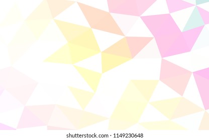 Light Pink, Yellow vector blurry hexagon blurry triangle. Shining illustration, which consist of triangles. Brand new design for your business.