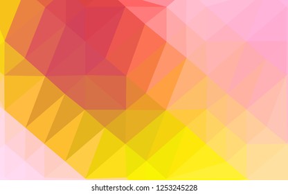 Light Pink, Yellow vector blurry triangle texture. Glitter abstract illustration with an elegant design. Triangular pattern for your business design.