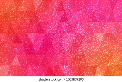 Light Pink, Yellow vector christmas polygon background. Low poly Illustration consisting of triangles with snowflakes. Texture background of New Year celebration.