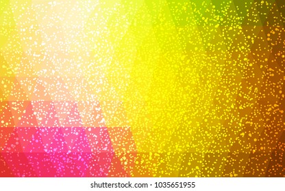 Light Pink, Yellow vector christmas polygon background. Low poly Illustration consisting of triangles with snowflakes. Texture background of New Year celebration.