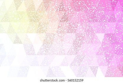 Light Pink Yellow vector christmas postcard low polygon background. Illustration consisting of triangles. Abstract triangular polygonal origami or crystal design of New Year celebration.
