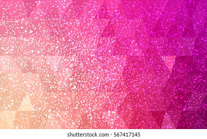 Light Pink Yellow vector christmas postcard low polygon background. Illustration consisting of triangles. Abstract triangular polygonal origami or crystal design of New Year celebration.