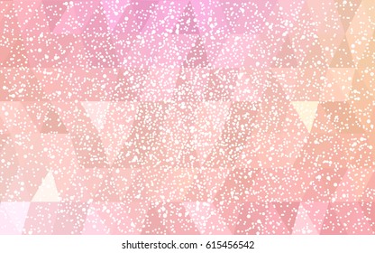 Light Pink, Yellow vector christmas polygon background. Low poly Illustration consisting of triangles with snowflakes. Texture background of New Year celebration.