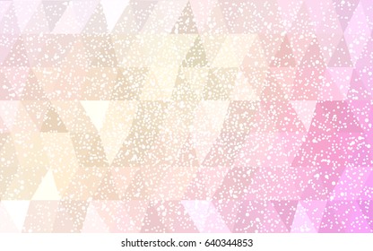 Light Pink, Yellow vector christmas postcard low polygon background. Illustration consisting of triangles. Abstract triangular polygonal origami or crystal design of New Year celebration.