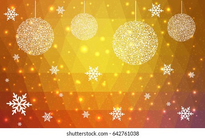 Light Pink Yellow vector christmas postcard low polygon background. Illustration consisting of triangles. Abstract triangular polygonal origami or crystal design of New Year celebration.