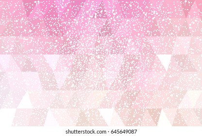 Light Pink, Yellow vector christmas postcard low polygon background. Illustration consisting of triangles. Abstract triangular polygonal origami or crystal design of New Year celebration.