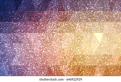 Light Pink, Yellow vector christmas polygon background. Low poly Illustration consisting of triangles with snowflakes. Texture background of New Year celebration.