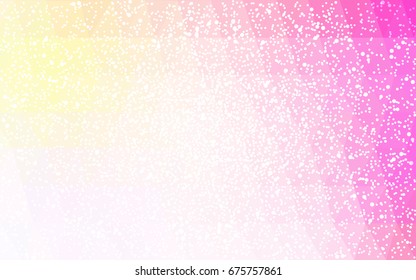 Light Pink, Yellow vector christmas polygon background. Low poly Illustration consisting of triangles with snowflakes. Texture background of New Year celebration.