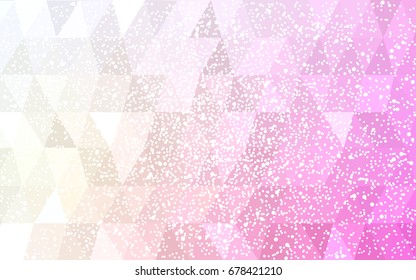 Light Pink, Yellow vector christmas postcard low polygon background. Illustration consisting of triangles. Abstract triangular polygonal origami or crystal design of New Year celebration.