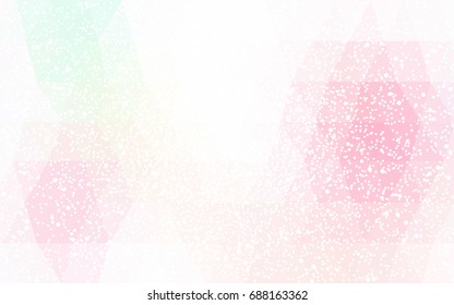 Light Pink, Yellow vector christmas polygon background. Low poly Illustration consisting of triangles with snowflakes. Texture background of New Year celebration.