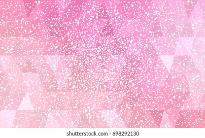 Light Pink, Yellow vector christmas postcard low polygon background. Illustration consisting of triangles. Abstract triangular polygonal origami or crystal design of New Year celebration.