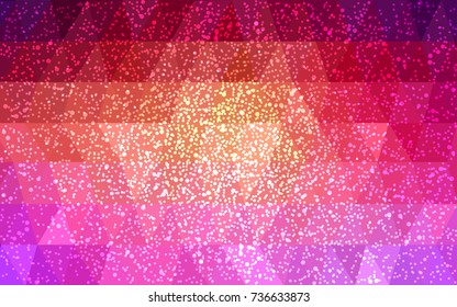 Light Pink, Yellow vector christmas postcard low polygon background. Illustration consisting of triangles. Abstract triangular polygonal origami or crystal design of New Year celebration.
