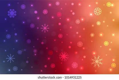 Light Pink, Yellow vector cover with beautiful snowflakes. Modern geometrical abstract illustration with crystals of ice. The pattern can be used for new year leaflets.