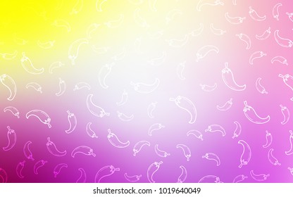 Light Pink, Yellow vector cover with chili peppers. Beautiful colored illustration with pepers in doodle style. Design for ad, poster, banner of cafes or restaurants.