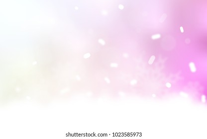 Light Pink, Yellow vector cover with beautiful snowflakes. Decorative shining illustration with snow on abstract template. New year design for your business advert.
