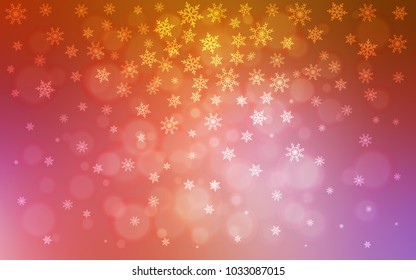 Light Pink, Yellow vector cover with beautiful snowflakes. Modern geometrical abstract illustration with crystals of ice. The pattern can be used for new year ad, booklets.