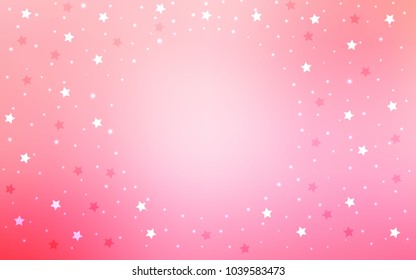Light Pink, Yellow vector cover with small and big stars. Decorative shining illustration with stars on abstract template. The pattern can be used for websites.