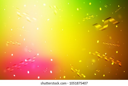 Light Pink, Yellow vector cover with happy holiday ribbons. Glitter abstract illustration with colorful confetti, ribbons. New design for ad, poster, banner of your Party.