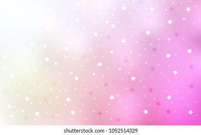 Light Pink, Yellow vector cover with small and big stars. Shining colored illustration with stars. Smart design for your business advert.