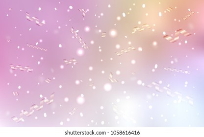 Light Pink, Yellow vector cover with happy holiday ribbons. Glitter abstract illustration with colorful confetti, ribbons. Beautiful design for your business advert of anniversary.