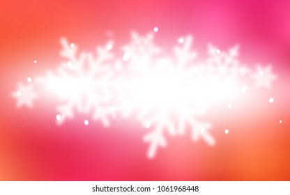 Light Pink, Yellow vector cover with beautiful snowflakes. Blurred decorative design in xmas style with snow. The pattern can be used for new year leaflets.