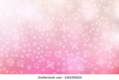 Light Pink, Yellow vector cover with cuisine gourmet. Decorative shining illustration with food on abstract template. Design for ad, poster, banner of cafes or restaurants.