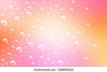 Light Pink, Yellow vector cover with spots. Blurred bubbles on abstract background with colorful gradient. Pattern can be used as texture of water, rain drops.