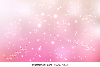 Light Pink, Yellow vector cover with happy holiday ribbons. Beautiful colored illustration with ribbon in celebration style. The template can be used as a background for postcards.