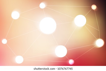 Light Pink, Yellow vector cover with spots, lines. Glitter abstract illustration with connection of triangle structure. Completely new template for your brand book.