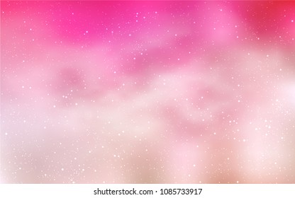 Light Pink, Yellow vector cover with astronomical stars. Shining illustration with sky stars on abstract template. Pattern for futuristic ad, booklets.