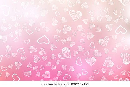 Light Pink, Yellow vector cover with Shining hearts. Glitter abstract illustration with colorful hearts in romantic style. Pattern can be used for valentine's ad, booklets.