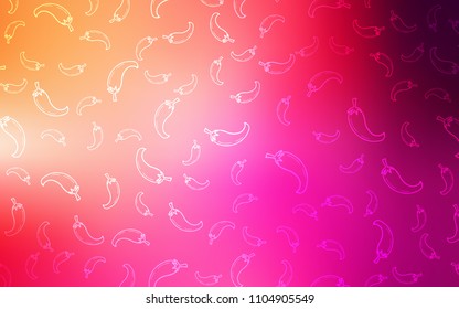 Light Pink, Yellow vector cover with chili peppers. peppers on blurred abstract background with colorful gradient. Pattern for ads of breakfast, lunch, dinner.