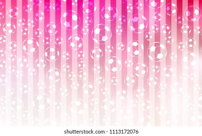 Light Pink, Yellow vector cover with football symbols. Shining illustration with soccer balls on a colorful backdrop.
