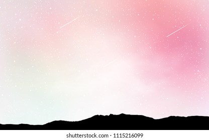 Light Pink, Yellow vector cover with astronomical stars. Glitter abstract illustration with colorful cosmic stars. Template for cosmic backgrounds.