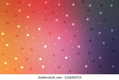 Light Pink, Yellow vector cover with small and big stars. Shining colored illustration with stars. The pattern can be used for wrapping gifts.