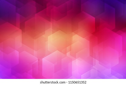 Light Pink, Yellow vector cover with set of hexagons. Illustration with set of colorful hexagons. Pattern can be used for landing pages.