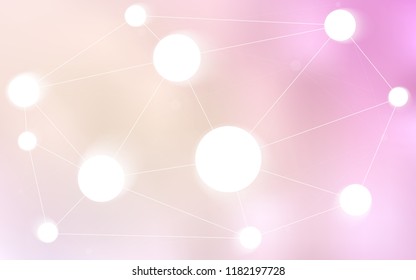 Light Pink, Yellow vector cover with spots, lines. Glitter abstract illustration with connection of triangle structure. Pattern can be used as texture of wallpapers.