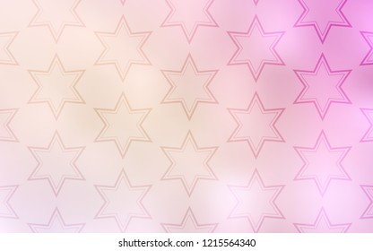 Light Pink, Yellow vector cover with small and big stars. Blurred decorative design in simple style with stars. Pattern for new year ad, booklets.