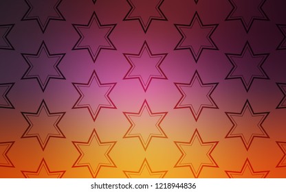 Light Pink, Yellow vector cover with small and big stars. Glitter abstract illustration with colored stars. Best design for your ad, poster, banner.