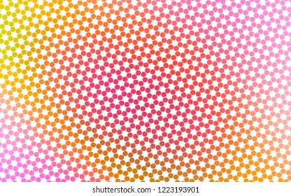 Light Pink, Yellow vector cover with spots. Blurred decorative design in abstract style with bubbles. Design for posters, banners.