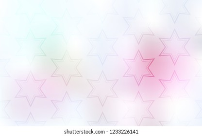Light Pink, Yellow vector cover with small and big stars. Stars on blurred abstract background with gradient. Best design for your ad, poster, banner.