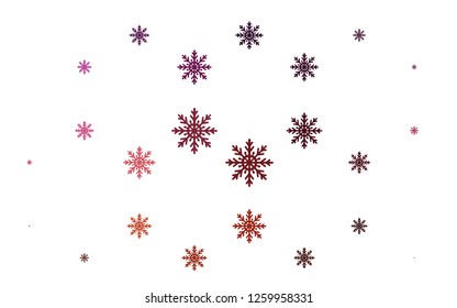 Light Pink, Yellow vector cover with beautiful snowflakes. Shining colored illustration with snow in christmas style. New year design for your business advert.