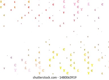 Light Pink, Yellow vector cover with EUR, JPY, GBP signs. Shining colored illustration with EUR, JPY, GBP signs. The pattern can be used for financial, investment websites.