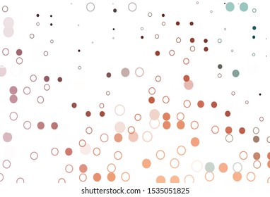 Light Pink, Yellow vector cover with spots. Illustration with set of shining colorful abstract circles. Pattern of water, rain drops.