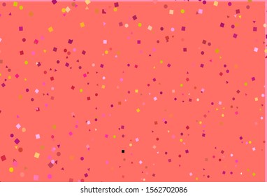 Light Pink, Yellow vector cover in polygonal style with circles. Decorative design in abstract style with lines, dots, cubes. Pattern for busines ad, booklets, leaflets