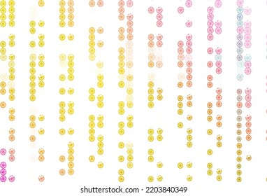 Funda vectorial amarillo rosa claro con bonitos copos de nieve. Diseño decorativo borroso al estilo navideño con nieve. El patrón se puede usar para año nuevos sitios web.