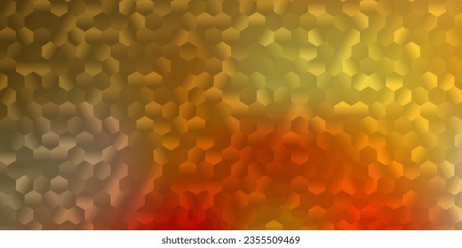 Funda vectorial amarillo rosa claro con hexágonos simples. Resumen de hexágonos de gradiente colorido sobre fondo borroso. Una adición fácil a su diseño.