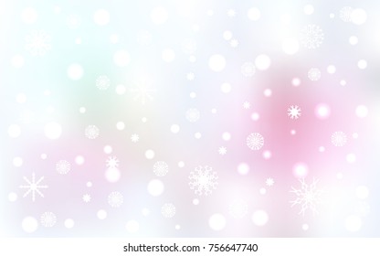 Light Pink, Yellow vector cover with beautiful snowflakes. Glitter abstract illustration with crystals of ice. New year design for your business advert.
