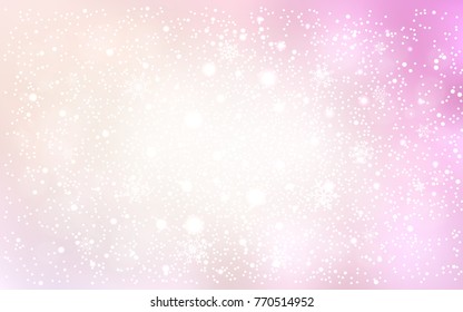 Light Pink, Yellow vector cover with beautiful snowflakes. Glitter abstract illustration with crystals of ice. The pattern can be used for new year leaflets.